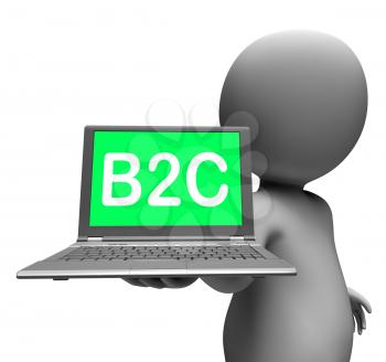 B2c Laptop Character Showing Retail Business To Customer Or Consumer