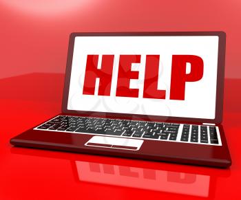 Help On Laptop Showing Customer Service Helpdesk Or Support