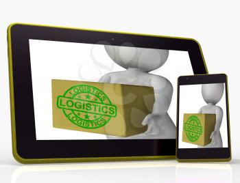 Logistics Tablet Meaning Packing And Delivering Products