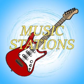 Music Stations Representing Recording Studio And Transmitting