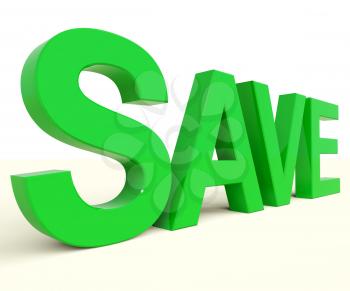 Save Word In Green As Symbol For Discounts Or Promotion
