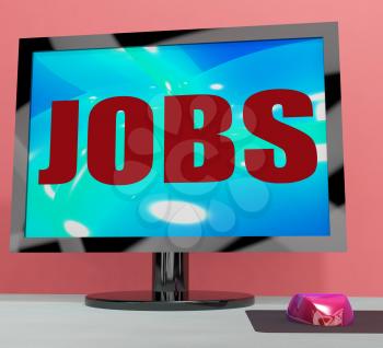 Jobs On Monitor Showing Employment Or Hiring Online