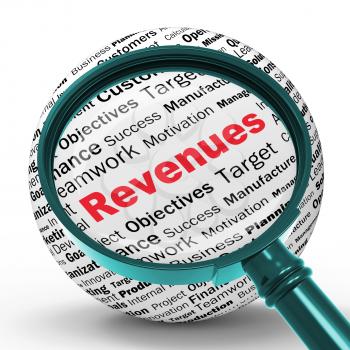 Revenues Magnifier Definitions Showing Financial Growth Achievement Or Improvement