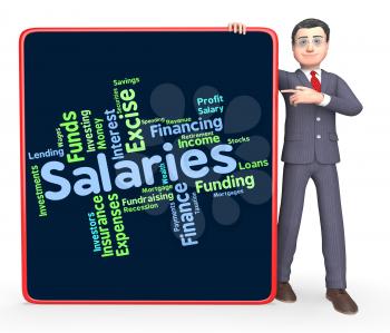 Salaries Word Showing Wage Payroll And Pay 