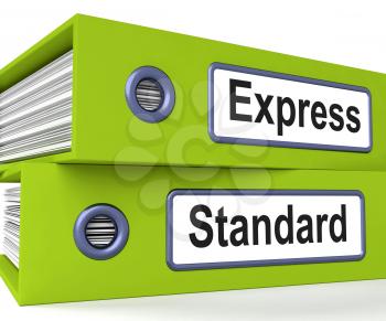 Express Standard Folders Meaning Fast Or Regular Delivery