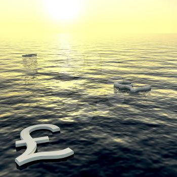 Pounds Floating To A Sunset Showing Money Wealth Or Earning