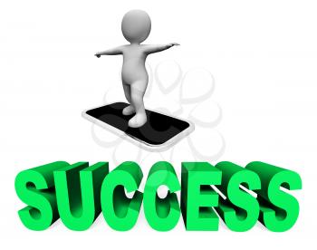 Success Online Indicating Mobile Phone And Cellphones 3d Rendering