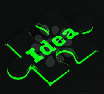 Idea Glowing Puzzle Showing Innovation, Inventions And Creativity