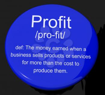 Profit Definition Button Shows Income Earned From Business