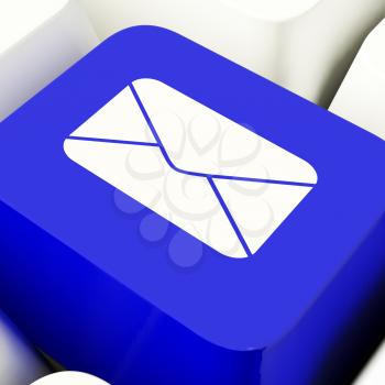 Envelope Computer Key In Blue For Emails Or Contacting