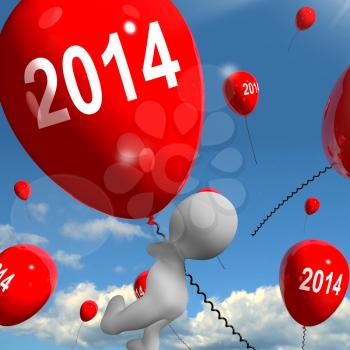 Two Thousand Fourteen on Balloons Showing Year 2014