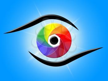 Eye Aperture Showing Colour Splash And Multicolor