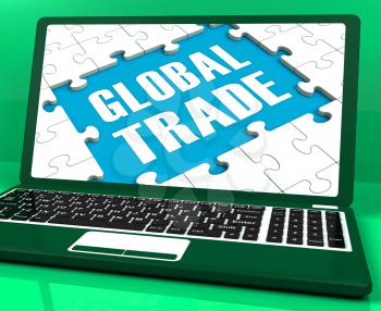 Global Trade Laptop Showing Worldwide International Business