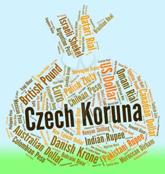 Czech Koruna Showing Worldwide Trading And Wordcloud 