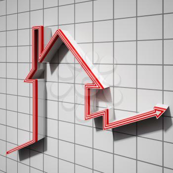House Icon Showing House Or Building Price Going Up