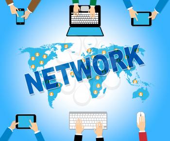 Online Network Indicating Global Communications And Lan