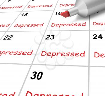 Depressed Calendar Meaning Down Despondent Or Mental Illness