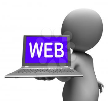 Web Laptop Character Showing Web Internet Www Or Net