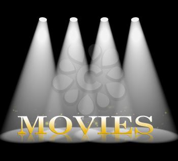 Movies Spotlight Indicating Cinema Films And Entertainment