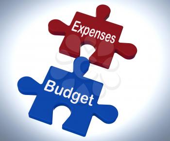 Expenses Budget Puzzle Showing Company Bookkeeping And Balance