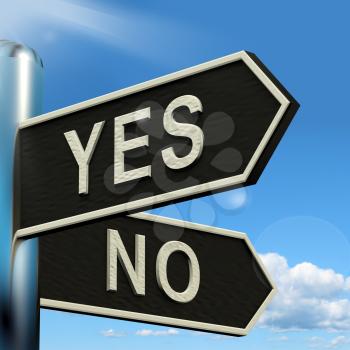 Yes No Signpost Shows Indecision Choosing And Dilemma
