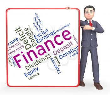 Finance Word Representing Commerce Text And Business 