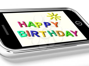 Happy Birthday Message On Mobile Phone Showing Internet Message