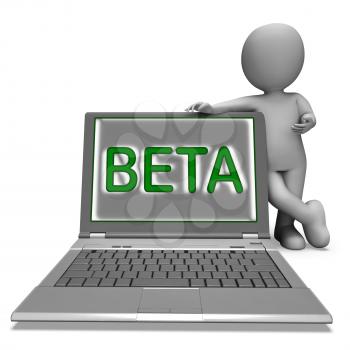 Beta Character Laptop Showing Trial Software Or Development On Internet