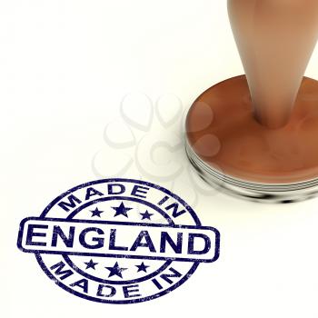 Made In England Stamp Shows English Product Or Produce