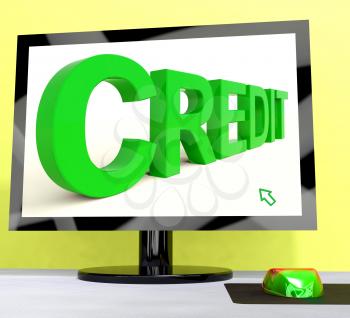 Credit Word On Computer Showing Financial Loan