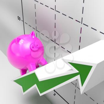 Climbing Piggy Showing Growth, Investment Revenue And Earnings