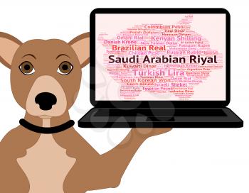 Saudi Arabian Riyal Representing Forex Trading And Words