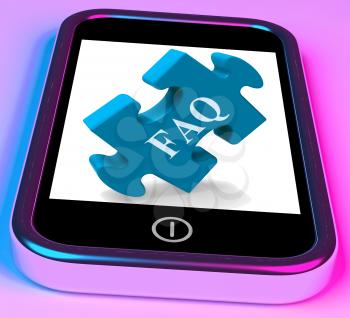 FAQ Smartphone Showing Frequently Asked Questions And Answers
