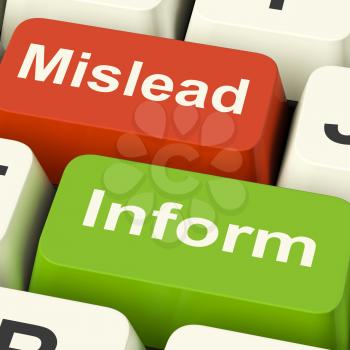 Mislead Inform Keys Showing Misleading Or Informative Advice