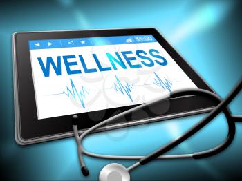 Wellness Tablet Indicating Health Check And Internet