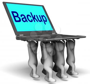 Backup Character Laptop Showing Archive Back Up And Storing