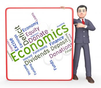 Economics Word Showing Financial Economizing And Economize 