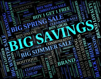 Big Savings Showing Large Wealthy And Bargain