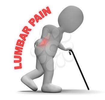 Lumbar Pain Representing Vertebral Column And Discomfort 3d Rendering