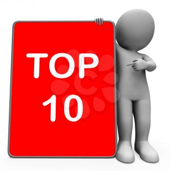 Top Ten Character Tablet Showing Special Top Ranking