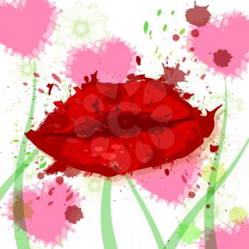 Hearts Lips Showing Valentine Day And Elegance