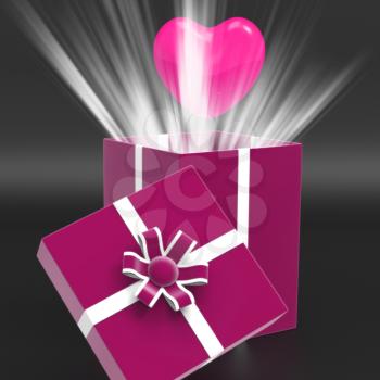 Heart Giftbox Indicating Gifts Greeting And Affection
