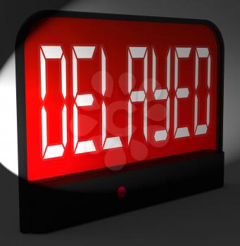 Delayed Digital Clock Showing Postponed Or Running Late
