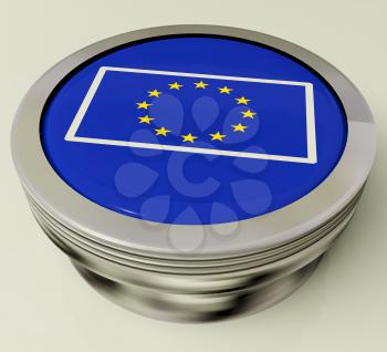 European Union Flag Button Showing Government Of Europe