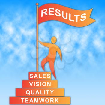 Results Flag Indicating Achievement Accomplish And Improvement