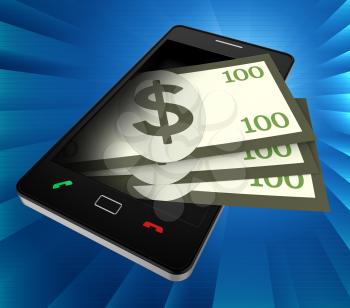 Phone Dollars Showing World Wide Web And United States