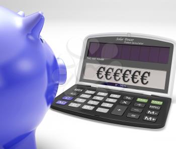 Euros Calculator Showing Currency And Investment In Europe