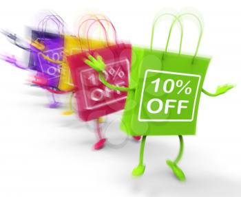 Ten Percent Off On Colored Bags Showing Bargains