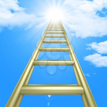 Ladders Sky Showing Upward Steps And Improvement