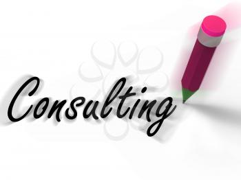 Consulting with Pencil Displaying Written Consultation and Advice